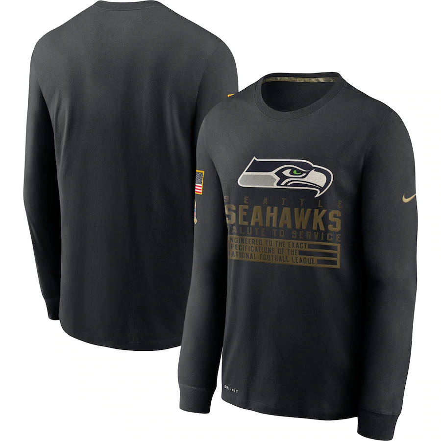Men NFL Seattle Seahawks T Shirt Nike Olive Salute To Service Green